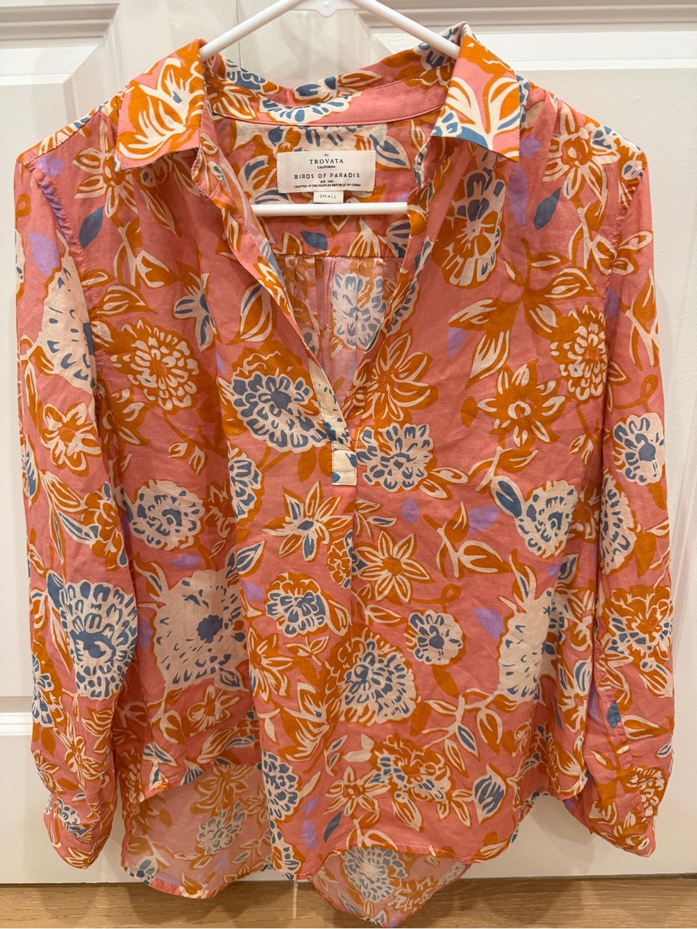 Trovata Bird of Paradis Anthropologie Pink/Coral Floral Women's Top Small